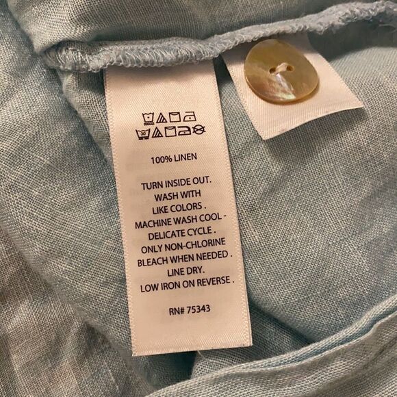 St tropes side buttons linen shirt L - Picture 6 of 9